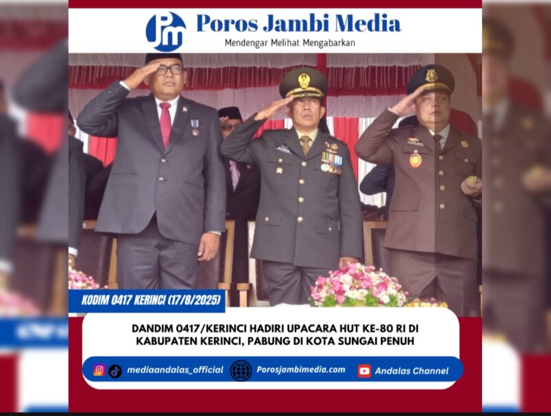 Dandim 0417/Kerinci Hadiri Upacara HUT ke-80 RI di Kabupaten Kerinci, Pabung di Kota Sungai Penuh